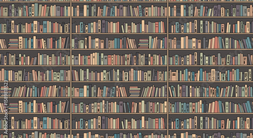 Vast collection of books displayed on multiple shelves in a library or study room setting