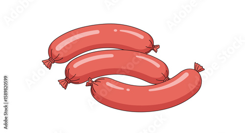 Delicious savory meat links cooked to perfection on a white background