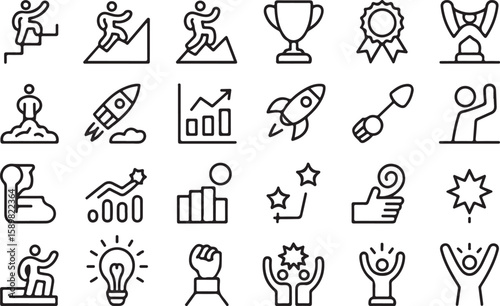Climbing success achievement and inspiration icons growth