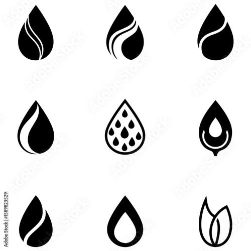 A curated bundle of minimalist liquid and fire shapes for contemporary logo and icon design