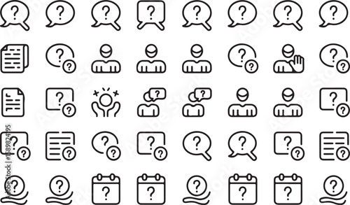 Question mark icons speech bubbles people document calendar vector