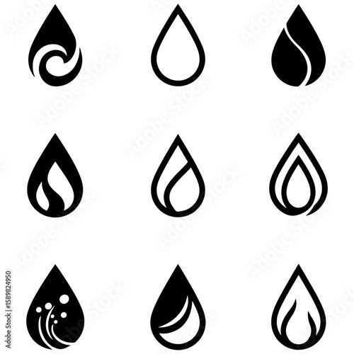 Elegant and simple aqua drop shapes for premium mineral water brands and beverage companies