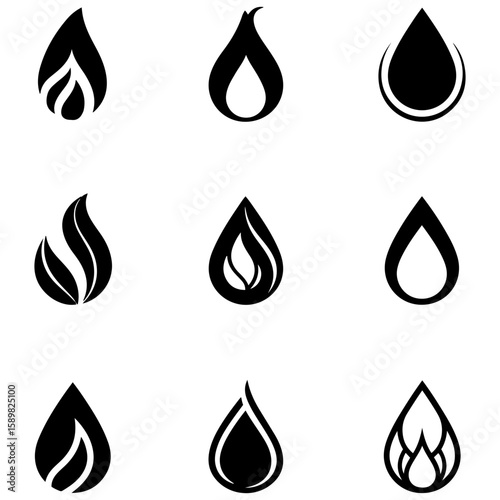 Abstract aqua symbols and graphic elements for environmentally conscious brands and eco-friendly companies