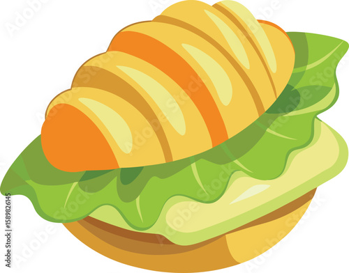 Delicious croissant sandwich with lettuce