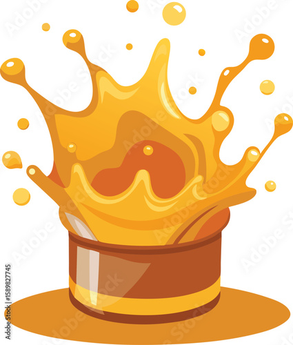 Golden liquid splash from container