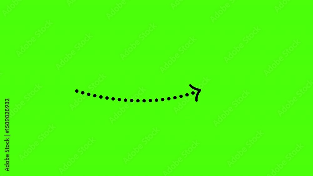 A curved black dotted arrow animation on a green screen background, ideal for motion graphics, video editing, and creative business presentations. A curved black dotted arrow animation on a green screen background, ideal for motion graphics, video editing, and creative business presentations.