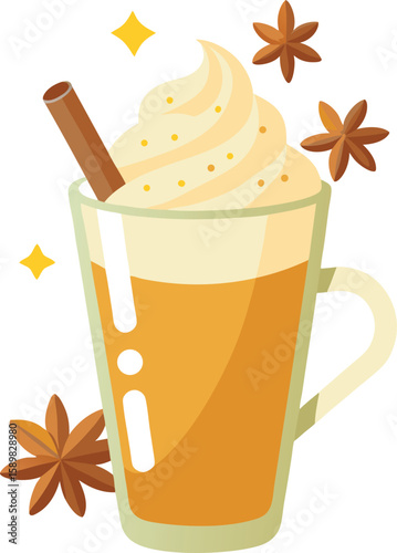Cozy autumn drink with cinnamon and star anise
