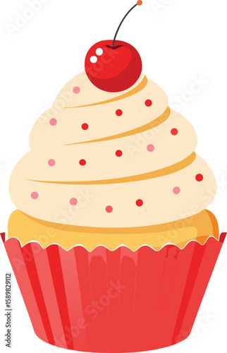 Sweet cherry cupcake vector illustration