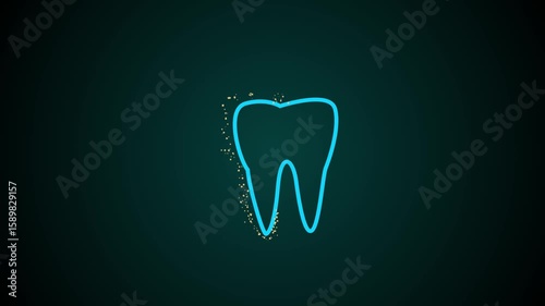 tooth with dental care concept on the green background