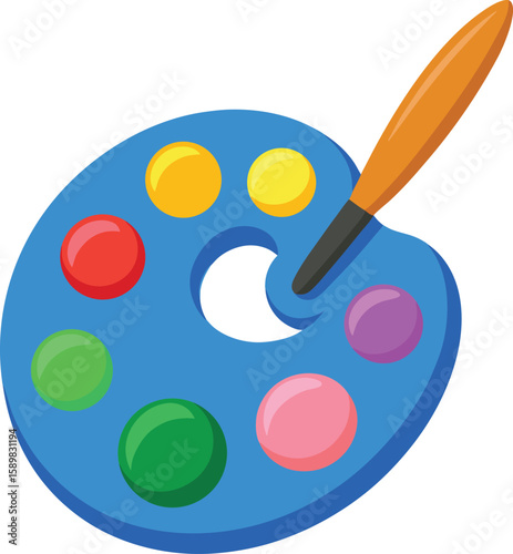 Colorful artist palette with paintbrush vector