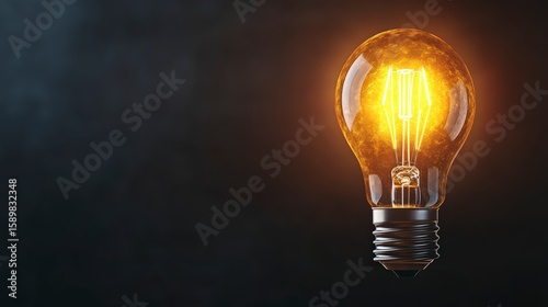 Glowing Vintage Lightbulb Symbolizing Innovation and Creative Energy