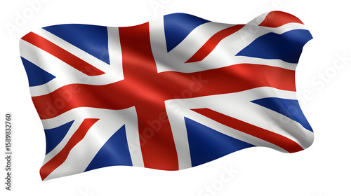 Waving Union Jack Flag, isolated on transparent background