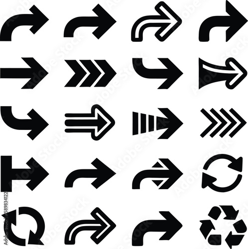 Black arrow icon set various shapes directions sign symbols collection web design elements