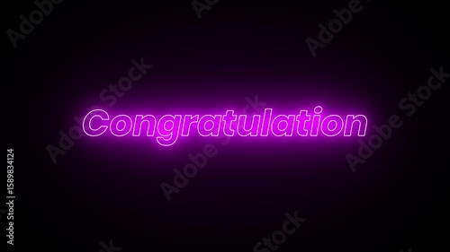 Glowing Purple Neon Sign Spelling Out Congratulations on a Black Background