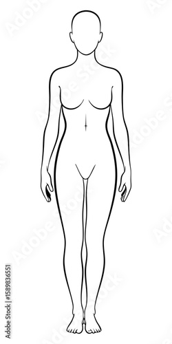 Full Female Body Outline Template for Fashion Design and Anatomy Study