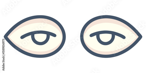 Stylized Tired or Sleepy Human Eyes Flat Design Illustration for Emotions