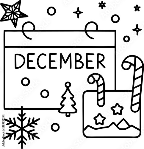  Minimal Christmas Calendar Vector – December Page
