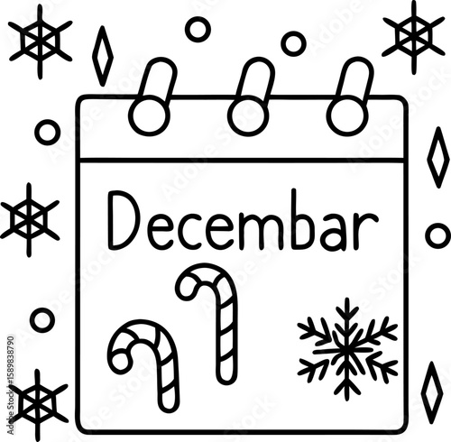 Minimal Christmas Calendar Vector – December Page