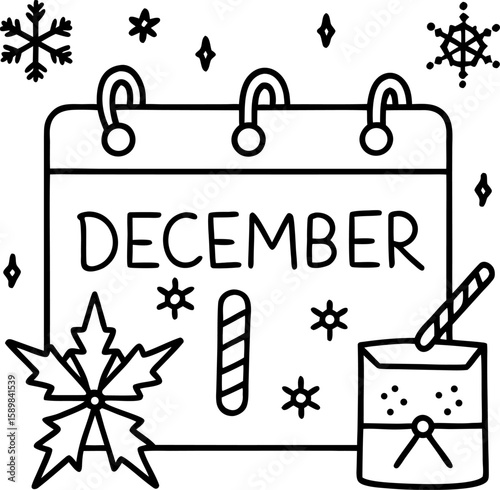  Minimal Christmas Calendar Vector – December Page
