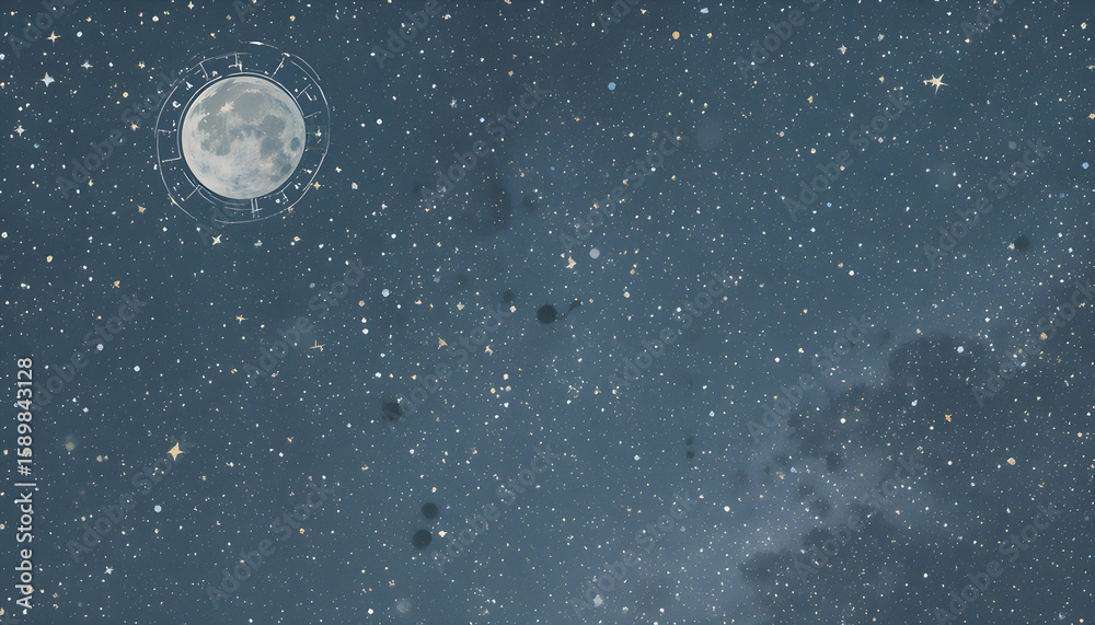 Fototapeta premium A sketch of a night sky with stars and moon