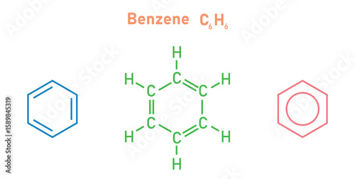 Chemical Structure of Benzene. Skeletal Formula.