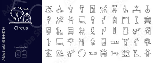 Circus Line Editable Icons set. Vector illustration in modern thin line style of User Circus icons: theater, drama, stage, etc