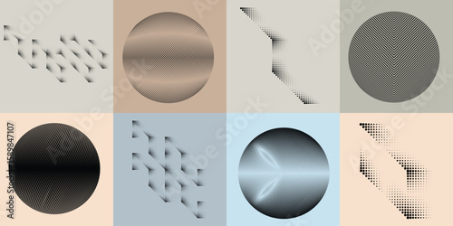 Lines and dots in Circle Form .Rotate rounded shape Vector .Rotating dots form a circle .Rotating and linear design element . Various lines forming round shape . Abstract Geometric line art .