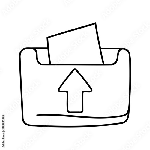 Outline icon an inbox with an upload arrow paper document