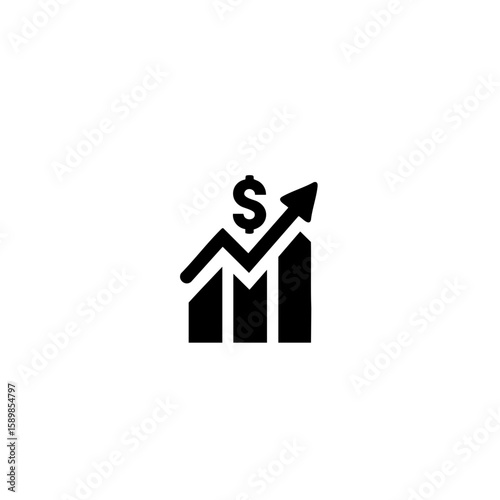 Modern Revenue Growth Icon – Minimalist Black & White Vector Symbol