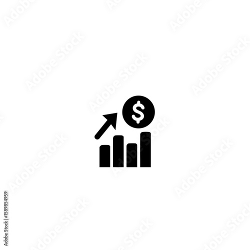 Modern Revenue Growth Icon – Minimalist Black & White Vector Symbol