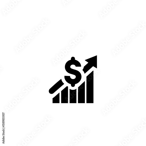 Modern Revenue Growth Icon – Minimalist Black & White Vector Symbol