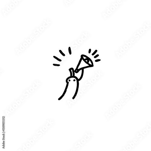 Minimalist Smiling Chili Pepper Logo – Doodle Art with Megaphone – Simple Line Drawing