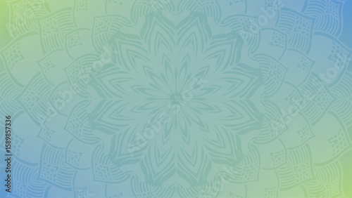 Round mandala on colorfull gradient background. Translucent mesh pattern in the form of a mandala. Mandala with floral patterns. Pastel Yoga template. Gradient background with round mandala.Vishal