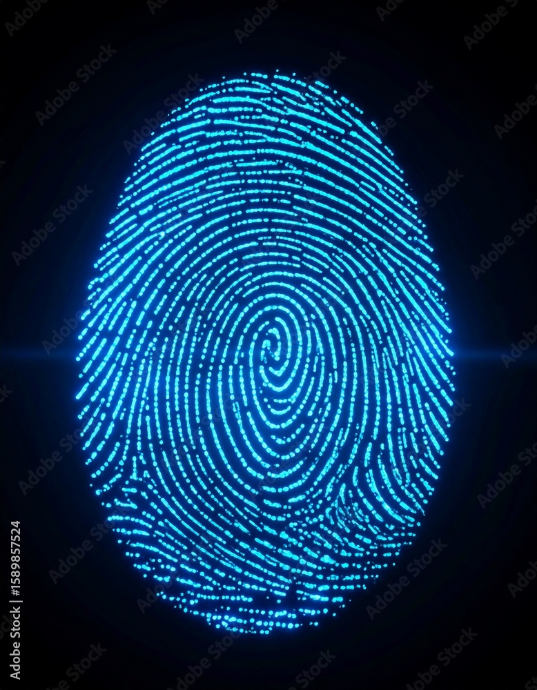 custom made wallpaper toronto digitalDigital fingerprint illuminated in a blue neon light display