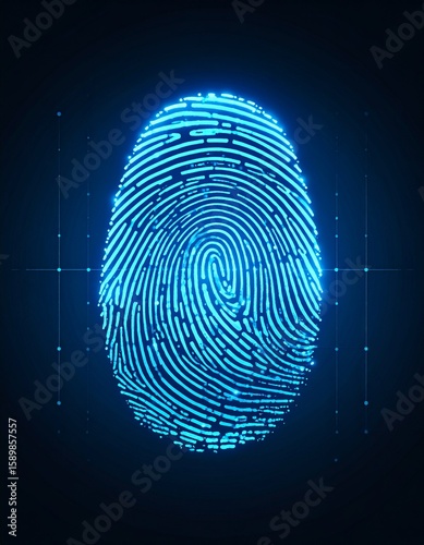 Wallpaper Mural Digital fingerprint scan with glowing blue lines and dark background Torontodigital.ca