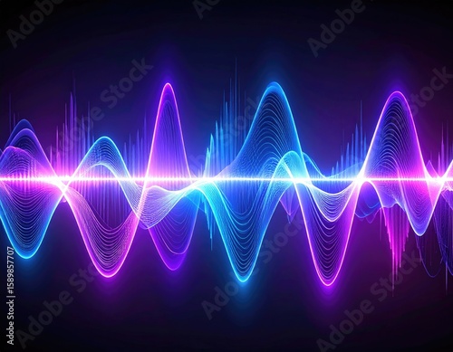 Wallpaper Mural Abstract glowing sound waves Torontodigital.ca