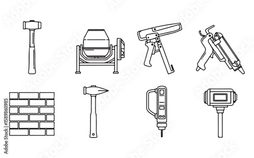 Construction tools and materials hammer sledgehammer