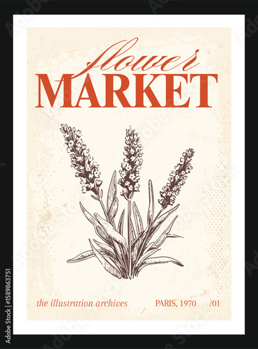 Vintage botanical garden poster vector illustration wall art print floral art print