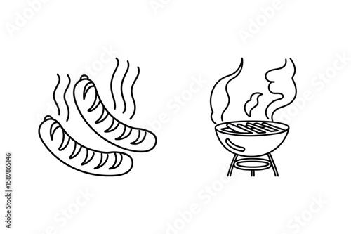 Grilling sausages and barbecue cooking food
