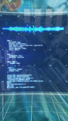 Animation of digital interface with data processing over laboratory