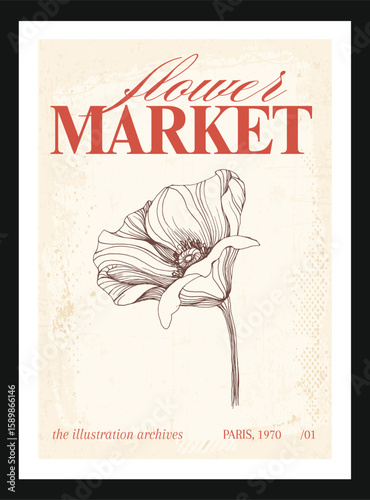 Vintage botanical garden poster vector illustration wall art print floral art print
