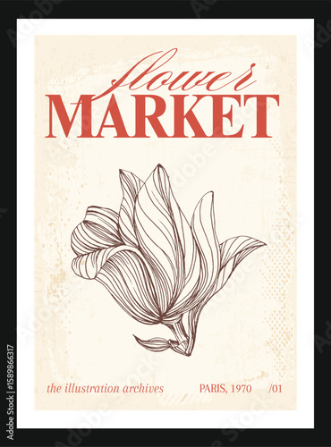 Vintage botanical garden poster vector illustration wall art print floral art print