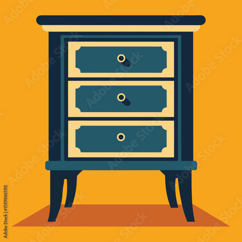 "Silhouette of an American-style nightstand with drawers"