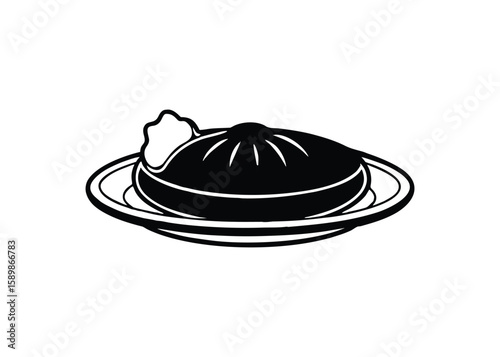 Silhouette of gravy plate isolated on a white background