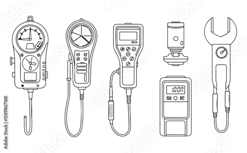 Various measuring instruments and tools gauges digital display