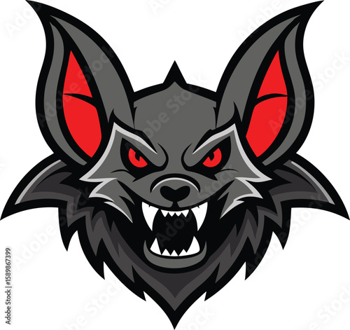 Savage bat head mascot logo with flared ears and letter s