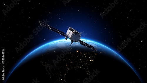 Advanced Communications Satellite Orbiting Earth Providing Global Connectivity and Data Services