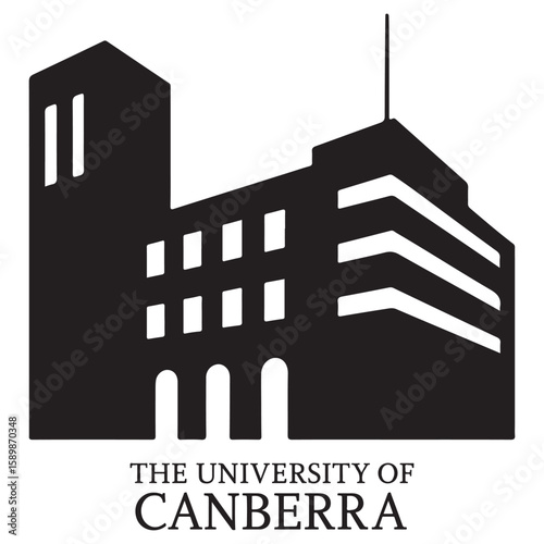Australian University of Canberra Silhouette with Nature and Crest