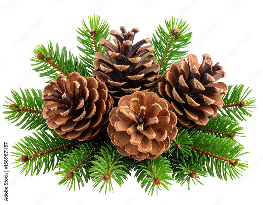 Brown Pinecones on Green Pine Branch – PNG Transparent Brown Pinecones on Green Pine Branch – PNG Transparent