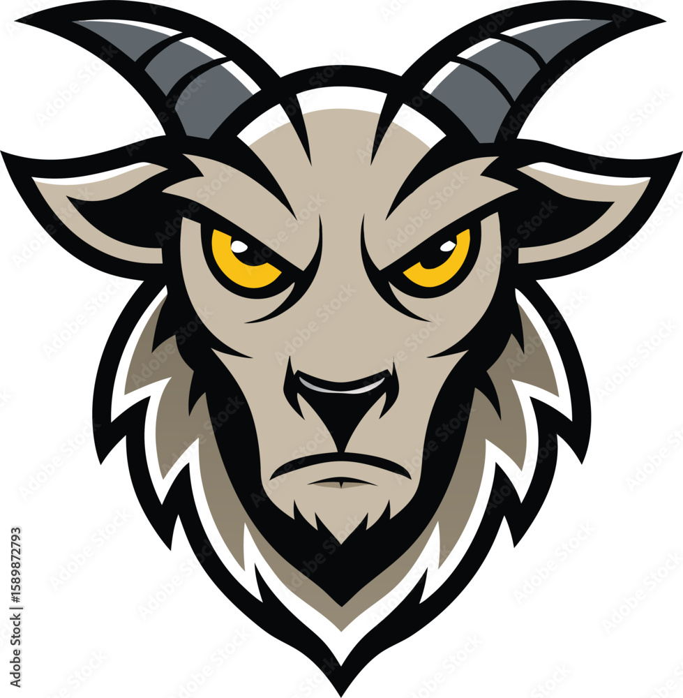 Obraz premium Aggressive goat head mascot logo design with beard and bold typography